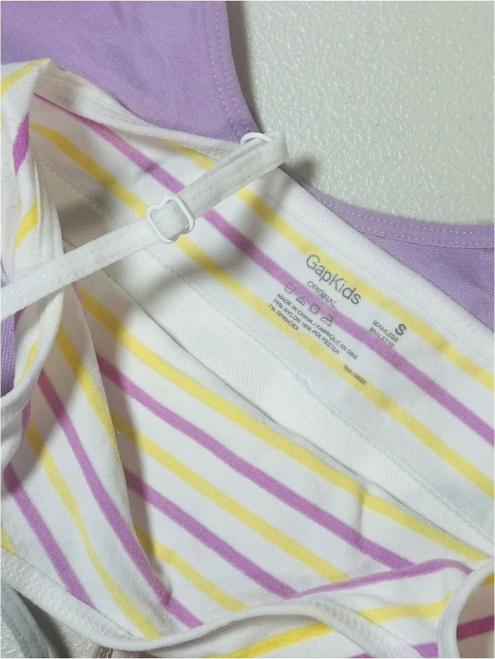 GapKids Girls Bralette Training Bra 2-Pack Size Small 6-7 Lavender Striped